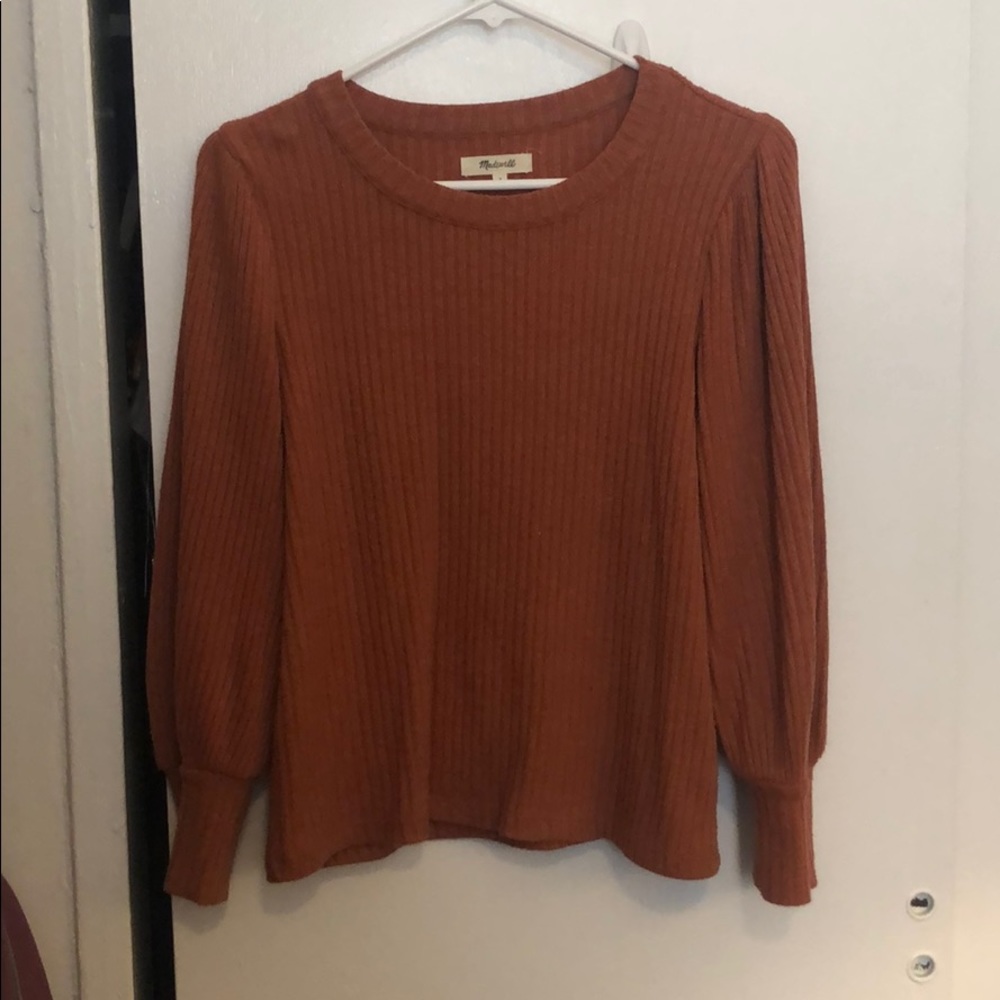 Madewell Brushed Rib Pleat-Sleeve Top
